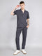 Men Grey Solid Collar Half Sleeve Cords Set