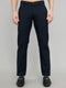 Men Navy Blue Solid Regular Fit Chinos