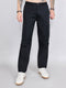 Men Black Solid Regular Fit Cargo