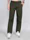 Men Olive Solid Regular Fit Cargo