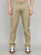 Men Camel Brown Solid Slim Fit Cargo