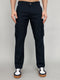 Men Navy Blue Solid Slim Fit Cargo