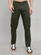 Men Olive Solid Slim Fit Cargo