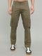Men Olive Solid Slim Fit Cargo