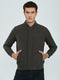 Men Grey Solid Mandarin Collar Full Sleeve Jacket