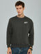 Men Grey Back Printed Round Neck Full Sleeve Sweatshirt