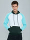 Men Sky Blue Self Design Hooded Full Sleeve Sweatshirt