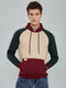 Men Beige & Green Self Design Hooded Full Sleeve Sweatshirt