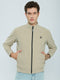 Men Beige Solid Turtle Neck Full Sleeve Sweatshirt