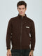 Men Brown Solid Turtle Neck Full Sleeve Sweatshirt