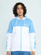 Men Light Blue & White Self Design Hooded Full Sleeve Sweatshirt