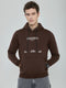 Men Brown Printed Hooded Full Sleeve Sweatshirt