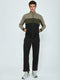 Men Olive & Black Self Design Mock Neck Full Sleeve Winter Tracksuit
