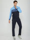 Men Blue & Navy Blue Self Design Mock Neck Full Sleeve Winter Tracksuit
