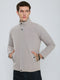 Men Grey Solid Collar Full Sleeve Bomber Jacket