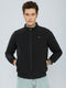 Men Black Solid Collar Full Sleeve Reversible Jacket