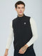 Men Black Solid Stand Collar Sleeveless Puffer Jacket
