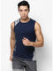 Men Blue Grey Round Neck Smart Fit Sandow