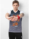 Men Black White V Neck Smart Fit T-Shirt