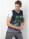 Men White Black V Neck Smart Fit T-Shirt