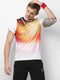Men White Orange Round Neck Smart Fit T-Shirt