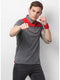 Men Grey Red Collar Smart Fit T-Shirt