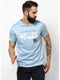 Men Sky Blue Round Neck Smart Fit T-Shirt