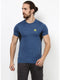 Men Blue Milange Round Neck Smart Fit T-Shirt
