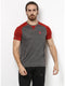 Men Grey Red Round Neck Smart Fit T-Shirt