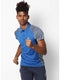 Men Blue Grey Collar Smart Fit T-Shirt