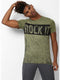Men Olive Green Round Neck Smart Fit T-Shirt