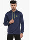 Men Navy Melange Hooded Smart Fit Sweatshirt