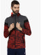 Men Orange Grey Black Hooded Smart Fit Sweatshirt