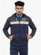 Men Navy Blue Hooded Smart Fit Sweatshirt