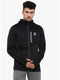Men Grey Black Hooded Smart Fit Sweatshirt