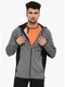 Men Grey Black Hooded Smart Fit Sweatshirt