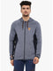 Men Navy Blue Melange Hooded Smart Fit Sweatshirt