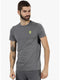 Men Medium Grey Black Round Neck Smart Fit T-Shirt