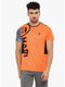 Men Floro Orange Charcoa Round Neck Smart Fit T-Shirt