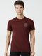 Men Mahroon Round Neck Regular Fit T-Shirt