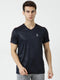 Men Navy V Neck Regular Fit T-Shirt