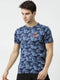 Men Navy Round Neck Regular Fit T-Shirt