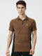 Men Mustard T-Neck Regular Fit T-Shirt