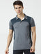 Men Dark Grey Collar Regular Fit T-Shirt