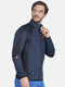 Men Blue Collar Regular Fit Sweatshirt