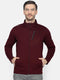 Men Wine Collar Regular Fit Sweatshirt