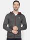 Men Grey Hooded Regular Fit Sweatshirt