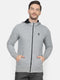 Men Grey Hooded Regular Fit Sweatshirt