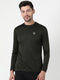 Men Green Regular Fit Full Sleeve Round Neck T-Shirt
