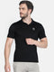 Men Black Collar Regular Fit T-Shirt
